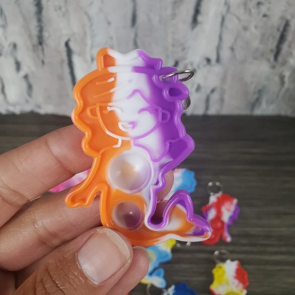 Mini Bubble Pop Mermaid Fidget‎ Keychains (16) Party Favors Prize Box Rewards